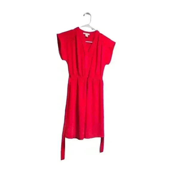 Bold Red Sleeveless Dress with Waist Tie - Picture 5 of 6